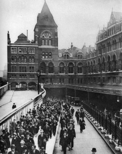Liverpool Street Station at nine o'clock in the morning, London, 1926-1927. Artist: Unknown