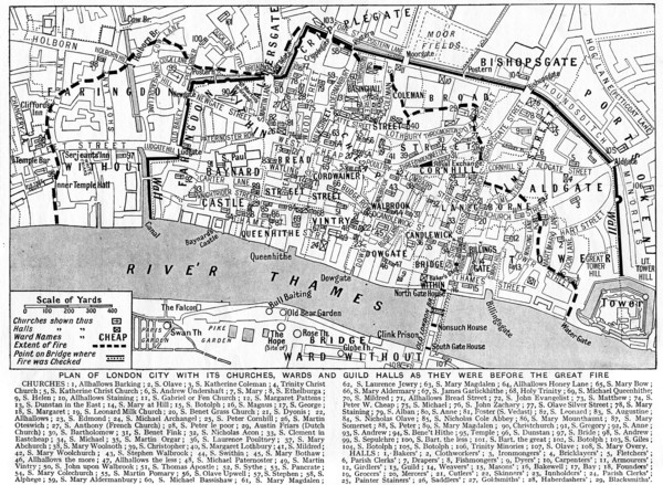Plan of the City of London showing churches, wards and guild halls, 1926-1927. Artist: Unknown