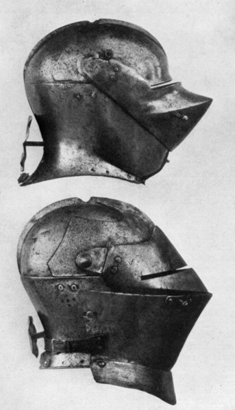 Spanish and Italian helmets, 15th century, (1929). Artist: Unknown