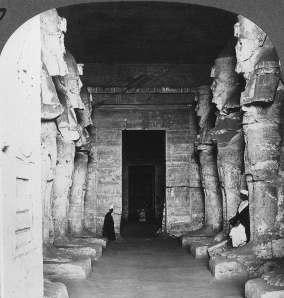 'Interior of the rock-hewn temple of Abu Simbel, Egypt', 1905.Artist: Underwood & Underwood