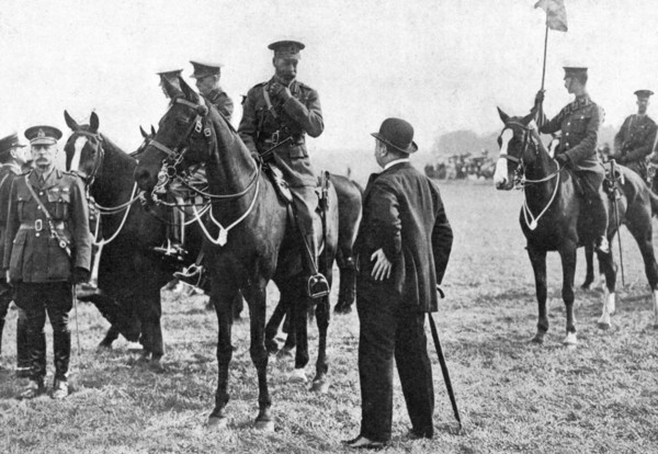 King George V at an inspection of troops at Aldershot, First World War, 1914-1918, (c1920). Artist: Unknown