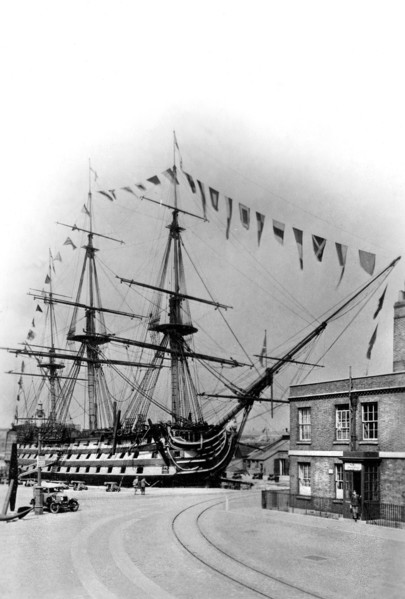 HMS 'Victory', Portsmouth, Hampshire, early 20th century.Artist: Wright & Logan
