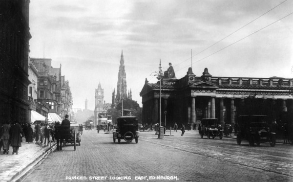 Looking east along Princes Street, Edinburgh, early 20th century.Artist: Valentine & Sons
