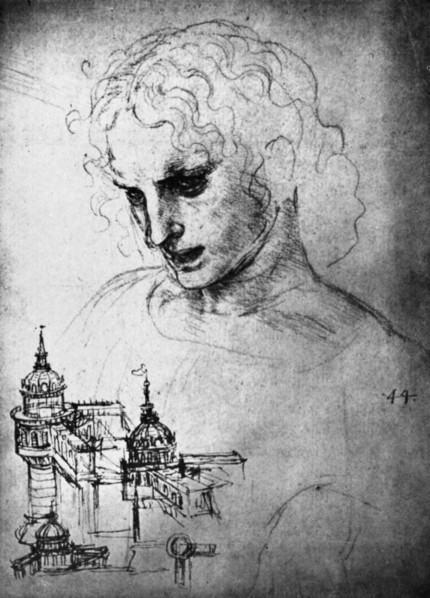 Study for the head of St James and an architectural drawing, 15th century (1930).Artist: Leonardo da Vinci
