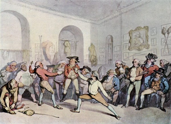 'Mr H Angelo's Fencing Academy', 1791, (1929). Artist: Thomas Rowlandson