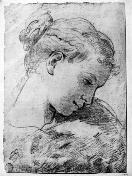 Study of a girl's head, 18th century (1933).Artist: Gaetano Gandolfi