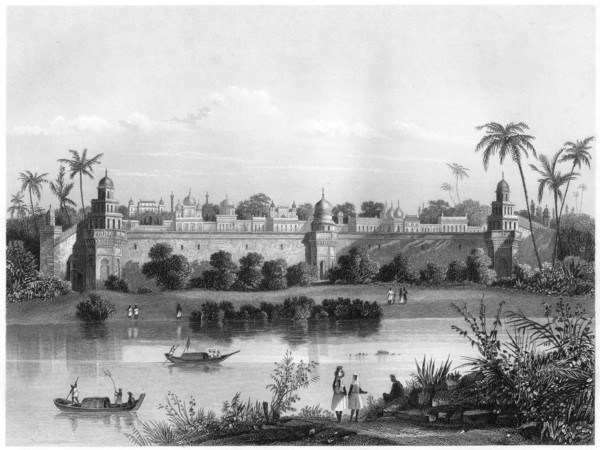 'View of the Palace of Agra, from the river', c1860. Artist: Unknown