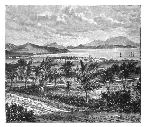 'St Kitts, view taken from Nevis', c1890. Artist: Unknown