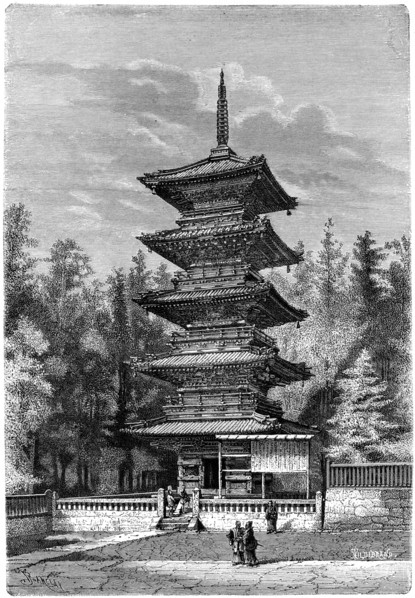 Buddhist temple, Nikko, Japan, 1895.Artist: Hildibrand