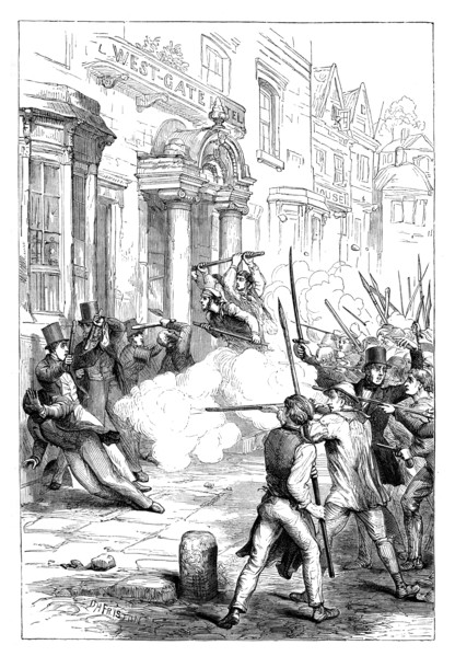 Chartist riots at Newport, Monmouthshire, 1839 (c1895). Artist: Unknown