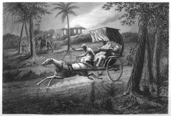 'Dr Graham shot in his buggy by the Sealkote Mutineers', 1857, (c1860). Artist: Unknown