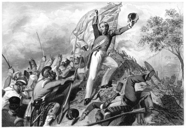 'Capture of the guns by the Highlanders before Cawnpore', 1857, (c1860). Artist: Unknown