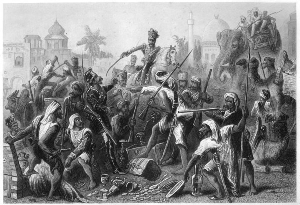 'Mutinous Sepoys dividing spoils', 1857, (c1860). Artist: Unknown