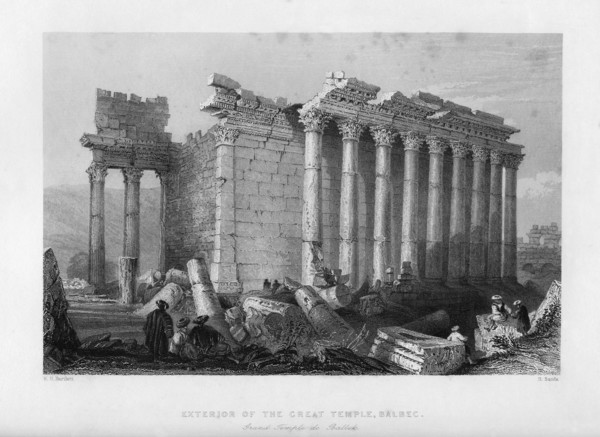 The Great Temple at Baalbec (Heliopolis), Egypt, 1841.Artist: Robert Sands