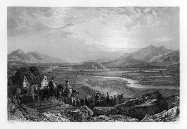 The plain of the river Jordan, looking towards the Dead Sea, 1841.Artist: Sam Fisher