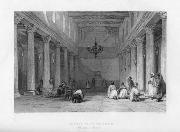 A chapel in Bethlehem, Israel, 1841.Artist: E Redclyffe