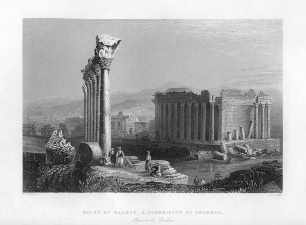 The Great Temple at Baalbec (Heliopolis), Egypt, 1841.Artist: Robert Sands