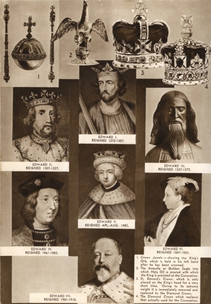 Kings and crown jewels, 1937. Artist: Unknown