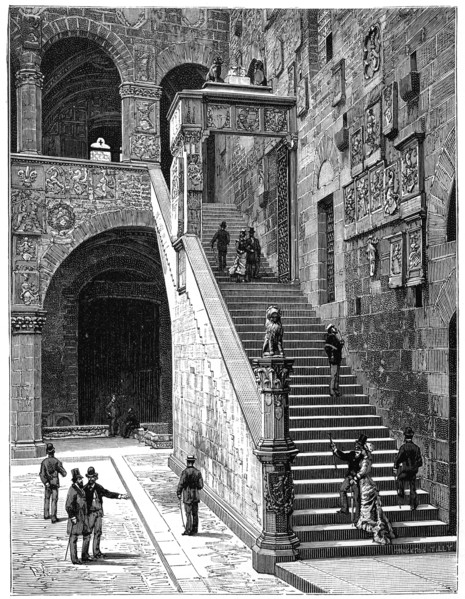 The courtyard of the Bargello, Florence, Italy, 1882. Artist: Unknown