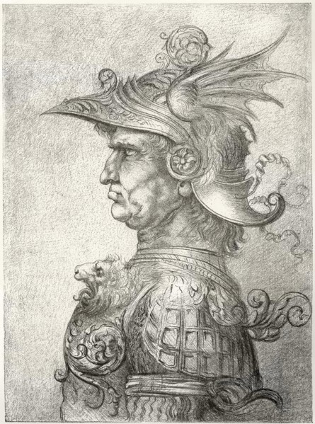 A bust of a warrior in profile, 1882. Artist: Unknown