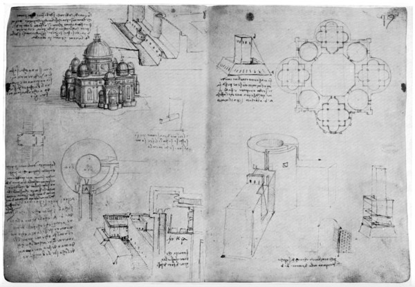 Designs for a centralized building, late 15th or early 16th century (1954).Artist: Leonardo da Vinci