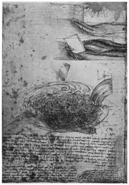 Flow of eddies in a waterfall, 1509-1511 (1954).Artist: Leonardo da Vinci