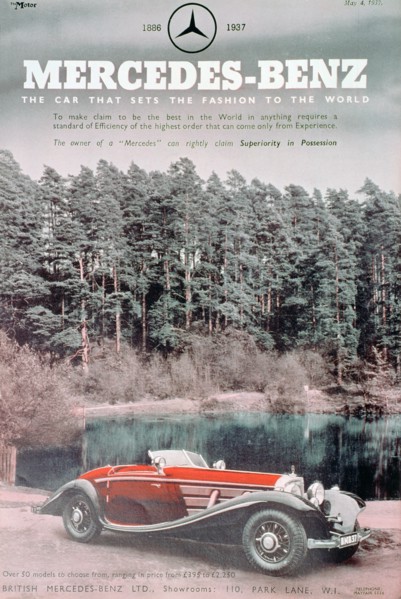 Mercedes-Benz car advert, 1937. Artist: Unknown