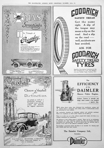 An advertising page in the Illustrated London News, Christmas, 1916. Artist: Unknown