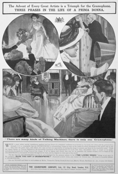 Avert for the Gramophone Co, 1909. Artist: Unknown