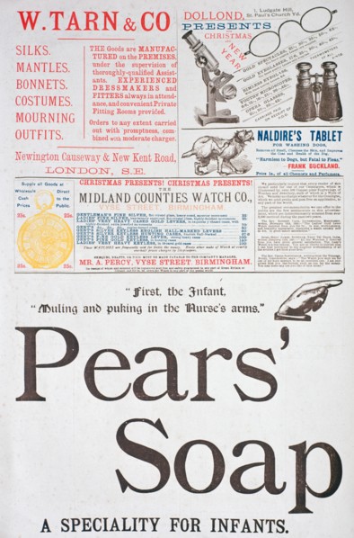 An advertising page in Yuletide, 1882. Artist: Unknown