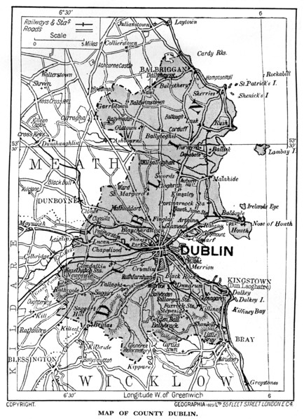 Map of County Dublin, Ireland, 1924-1926. Artist: Unknown