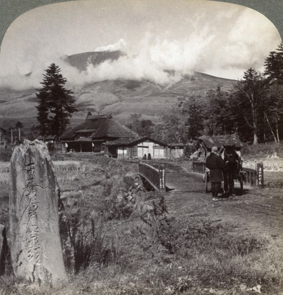 Mount Asama (Asamayama), Japan's largest active volcano, northwest from Katsukake, 1904.Artist: Underwood & Underwood
