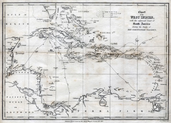 Chart of the West Indies, with the adjacent Coast of South America, 1830. Artist: J&C Walker