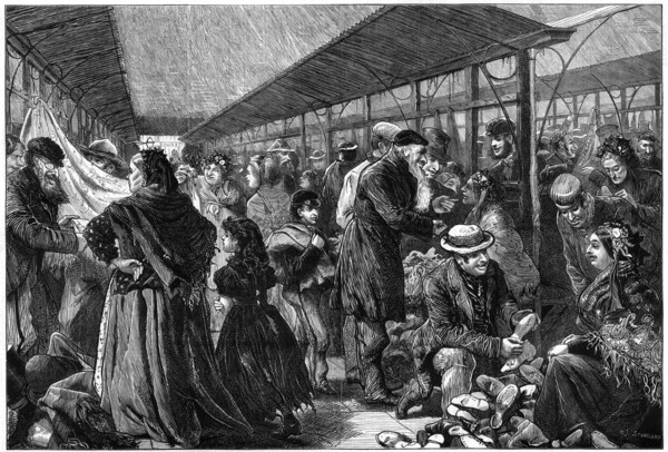 The old clothes exchange, Phil's Building, Houndsditch, London, 1882. Artist: Charles Joseph Staniland
