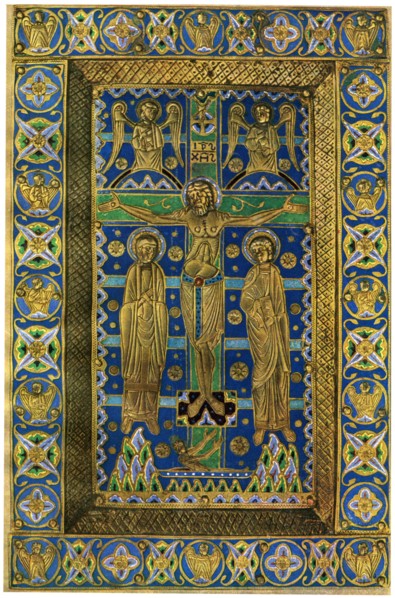 Plaque binding (plaque de reliure), champlevé enamel on copper, 13th century, (1931). Artist: Unknown