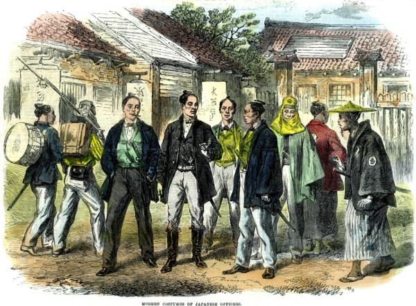 'Modern costumes of Japanese officers', 1866. Artist: Unknown