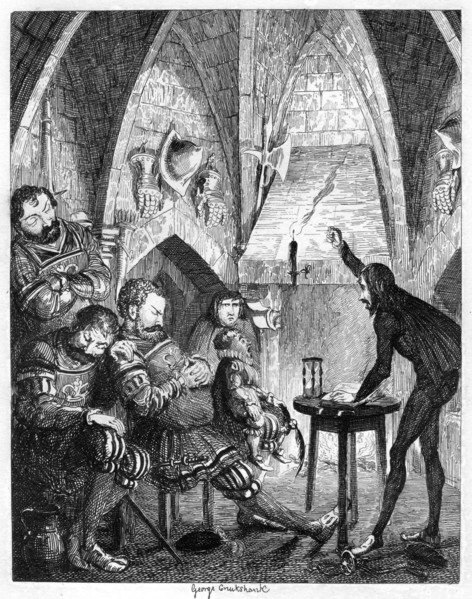 Edward Underhill the hot gospeller preaching to the giants in the by-ward or Gate Tower, 1840. Artist: George Cruikshank