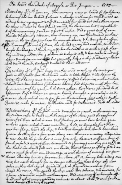A page from the journal of John Newton, 1750-1754 (1965). Artist: Unknown