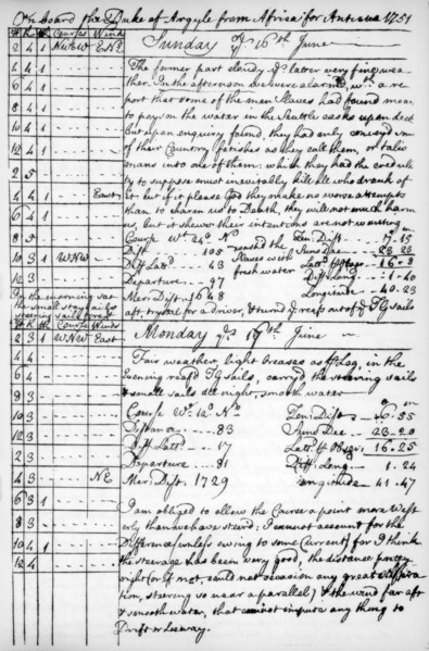 A page from the journal of John Newton, 1750-1754 (1965). Artist: Unknown