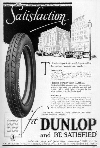 Dunlop advertisment, 1923. Artist: Unknown