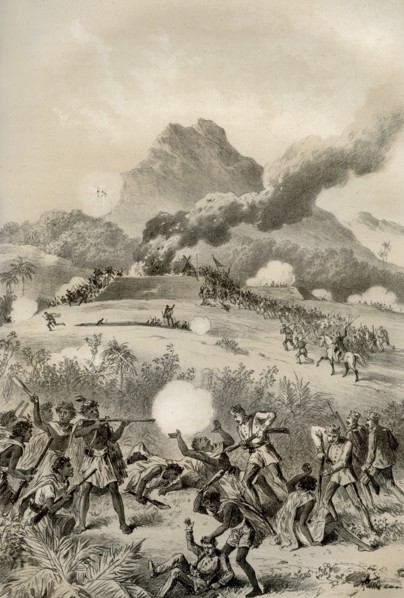 Taking a Maori redoubt, Maori Wars, 1845-1873 (1879). Artist: McFarlane and Erskine