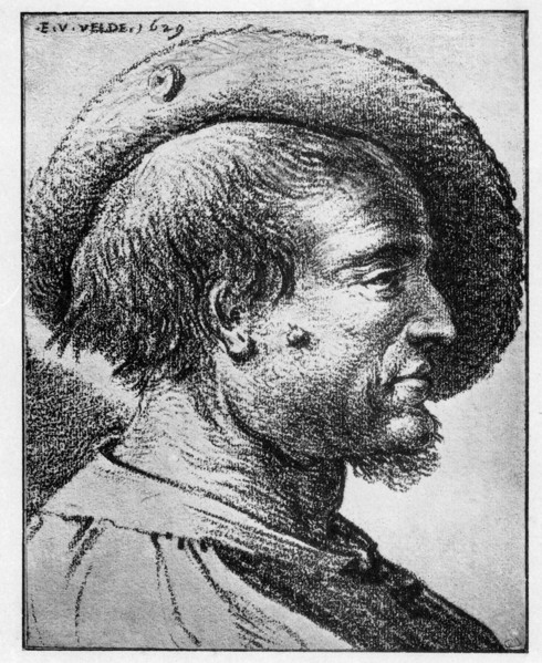 Study of a male head, 17th century.Artist: Esaias van de Velde