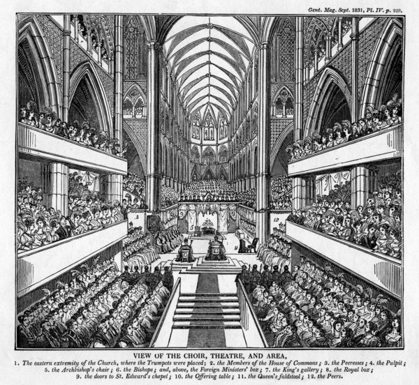 Coronation of King William IV and Queen Adelaide, Westminster Abbey, London, 1831. Artist: Unknown