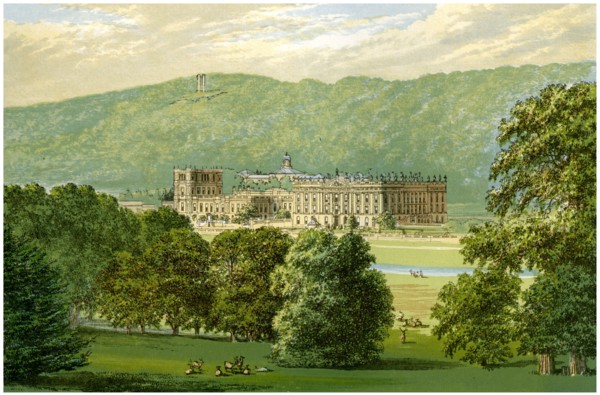 Chatsworth House, Derbyshire, home of the Duke of Devonshire, c1880. Artist: Unknown