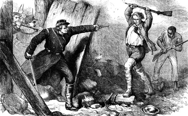 Capture of John Brown in the engine house, c1880. Artist: Unknown