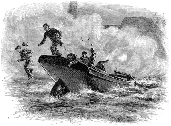 Lieutenant Cushing's attack on the 'Albemarle', c1880. Artist: Unknown