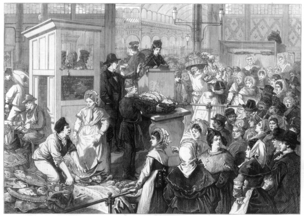 The Fish Market, the Lenten season in Paris, 1875. Artist: Unknown