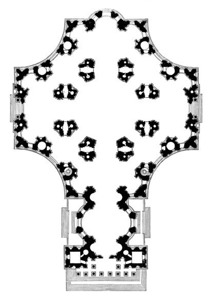 Ground plan of St Paul's Cathedral, London, second design, 17th century (1882). Artist: Unknown
