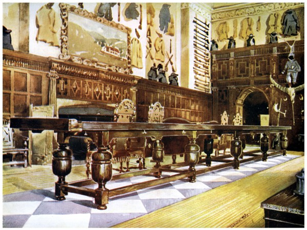 Shovelboard table in the hall of Littlecote, 1910.Artist: Edwin Foley
