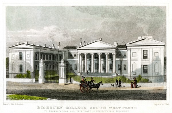 Highbury College, south-west front, Islington, London, 1827.Artist: Thomas Dale